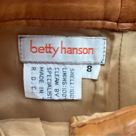 Vintage 80’s Leather Pleated Trousers Womens 8 Tan Betty Hanson Tapered Hi Rise - Picture 6 of 11